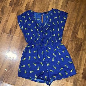 Pineapple print navy romper
